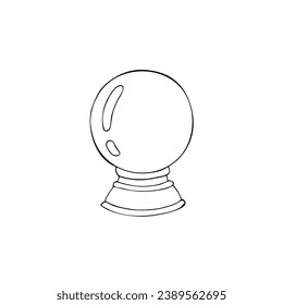 Hand drawn magic crystal ball. Halloween Simple Style Graphic Design. Witch and magic symbol, isolated on white background