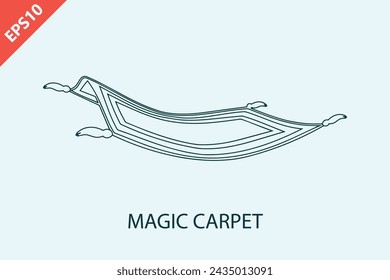 Hand drawn Magic flying carpet design modern vector isolated illustration