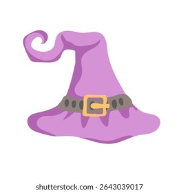 Chapéu mágico desenhado à mão. Chapéu de bruxa tradicional de Halloween com cinta. Elemento para design decorativo de férias. Ilustração vetorial