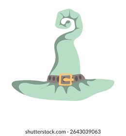 Chapéu mágico desenhado à mão. Chapéu de bruxa tradicional de Halloween com cinta. Elemento para design decorativo de férias. Ilustração vetorial