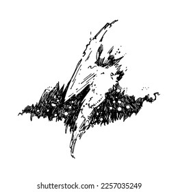 Hand drawn magic illustration with lightning thunderstorm geometric drawing. Graphic art tattoo sign, ready to use.
