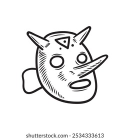 Mão desenhada magia e oculto ilustração incolor - Máscara de Diabo