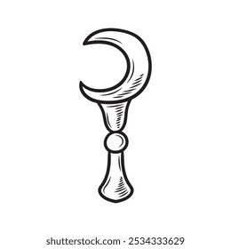 Mão desenhada magia e oculto ilustração incolor - Moon Stick