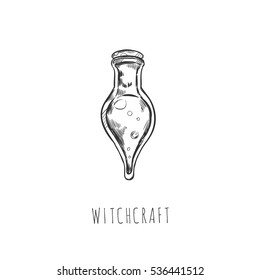Hand drawn magic poition.  Cartoon sorcery concept elements. Vector