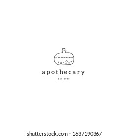 Hand drawn magic potion. Vector logo template. For apothecaries and souvenir shops. For magic performances, magicians and illusionists. For business identity and branding.
