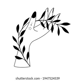 Hand drawn hand with Magic Symbols, Magic astrological symbols vector illustrations. Can use Tattoo design, mystic esoteric symbol.