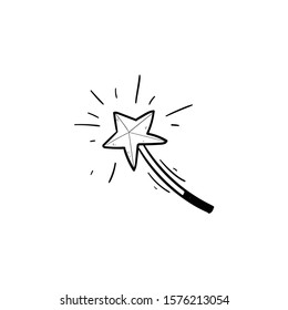 Hand Drawn magic wand  doodle icon vector hand drawing 