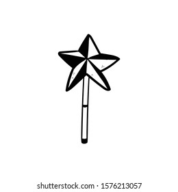 Hand Drawn magic wand  doodle icon vector hand drawing 