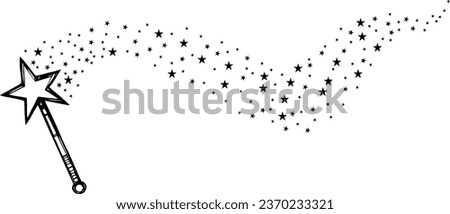 Hand Drawn magic wand doodle. Sketch style icon.Isolated on white background. Vector illustration