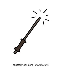 Hand drawn magic wand. Magic stick doodle icon. Vector illustration isolated on white background