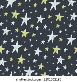 Hand drawn magical bodo print. Bohemian spase and stars in doodle style - seamless pattern

