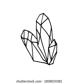 Hand drawn magical crystal vector line doodle illustration