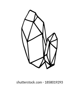 Hand drawn magical crystal vector line doodle illustration