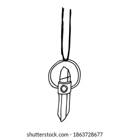 Hand drawn magical crystal vector line doodle illustration