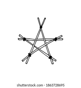 Hand drawn magical pentagram vector line doodle illustration