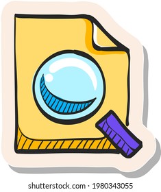 Hand drawn Magnifier icon in sticker style vector illustration