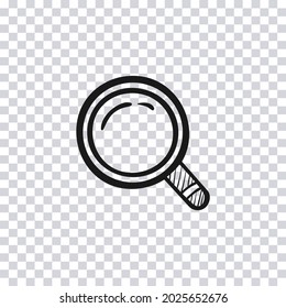 Hand drawn Magnifier isolated on transparent background. Sketch. Vector illustration.