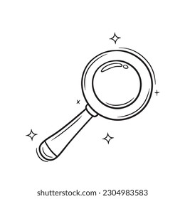 Hand Drawn Magnifying Glass.  Doodle Vector Sketch Illustration