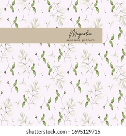 Hand drawn magnolia flower blossom Seamless Pattern 