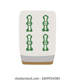 Hand drawn mahjong tile four rope picture card illustration