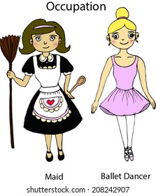 Hand Drawn Maid and Ballet Dancer