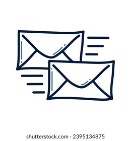 Hand drawn mail doodle line illustration. Mail doodle icon vector.