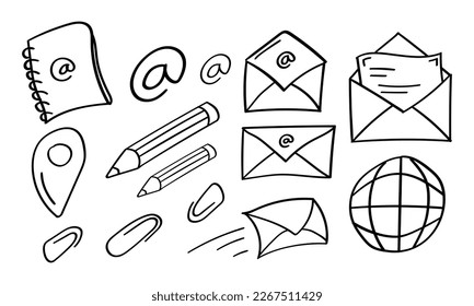 Hand drawn mail and email icon