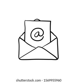 hand drawn mail icon symbol for website design, mobile application, ui.isolated on white background