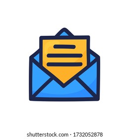 Handgezeichnetes E-Mail-Symbol für Webseitendesign, mobile Anwendung isoliert auf weißem Hintergrund.
