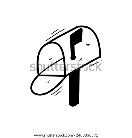 Hand Drawn Mailbox Illustration. Doodle Vector. Isolated on White Background - EPS 10 Vector