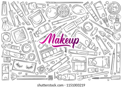 Hand drawn make up supplies.