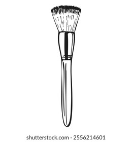 Hand drawn makeup brush for foundation, blush or powder. Vector beauty illustration isolated on white background