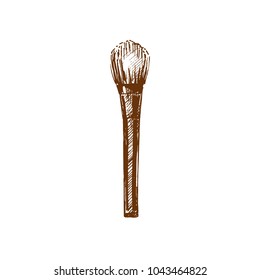 Hand drawn make-up brush. Sketch, vector illustration.