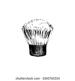 Hand drawn make-up brush. Sketch, vector illustration.