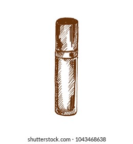 Hand drawn makeup liquid foundation tube. Sketched mock-up of cosmetic package.