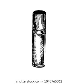 Hand drawn makeup liquid foundation tube. Sketched mock-up of cosmetic package.