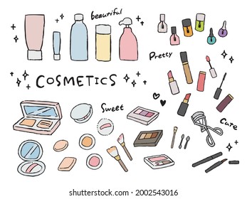 Hand drawn makeup tool illustration set