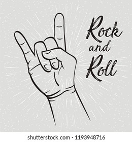 Hand Drawn Male Hand Rock Gesture Stock Vector (Royalty Free ...