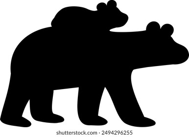 Hand drawn Mama Bear. Mom and baby bear vector illustration