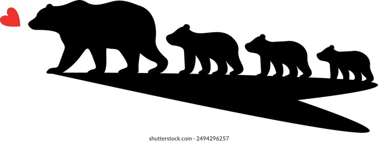 Hand drawn Mama Bear. Mom and baby bear vector illustration