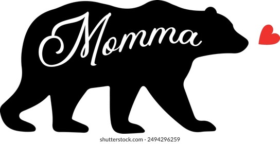 Hand drawn Mama Bear. Mom and baby bear vector illustration