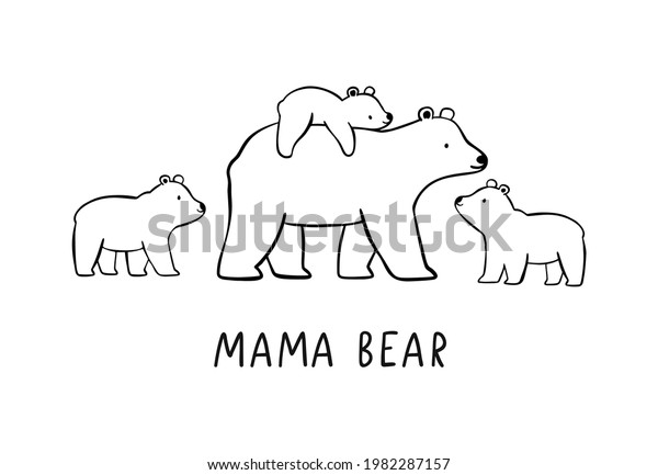 Hand Drawn Mama Bear Vector Print Stock Vector (Royalty Free ...