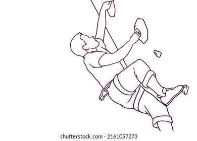 hand drawn man doing wall climbing illustration