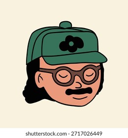 Dibujado a mano hombre cara ilustración de dibujos animados