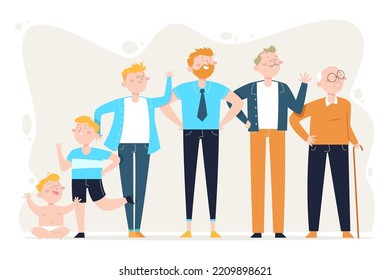 Hand Drawn Man Life Cycle Vector Illustration.