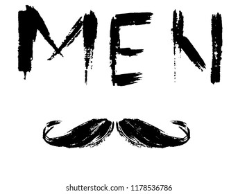 hand drawn man mustache ,text and drawing