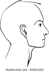 Hand drawn man profile Profile face vector illustration head Male Lined sketch