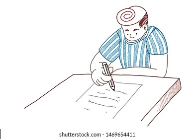 Hand Drawn Man Sitting Write By Stock Vector (Royalty Free) 1469654411 ...