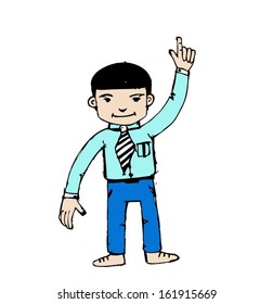 Hand drawn man and speech bubbles set 
