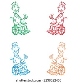Hand Drawn Man In Wheelchair Vector Illustration
